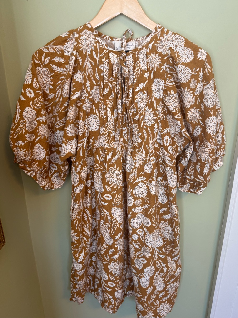 Universal Thread Brown Floral Tie-Neck Blouse